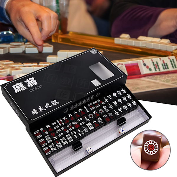 Liten bärbar mahjong för fest Fallbeständig brädspelsleksak för sovsal/hushåll Brown