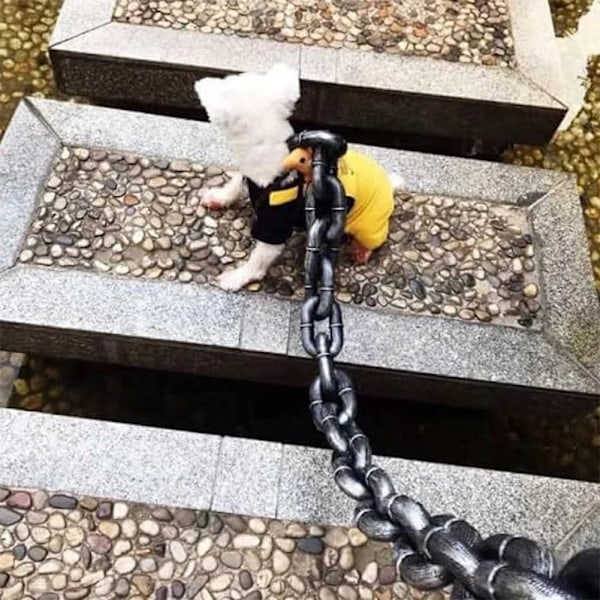 Rolig hundkoppel Simulering Livsliknande Järnkedja Lätt Plast Dragrep För Hundpromenader Silver Medium 1.5 M