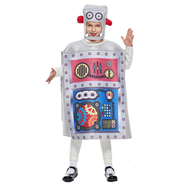 Robot Cosplay Kostym Set för Barn Festival Tema Fest Kläder Halloween Scenföreställning Kläder One size fits all