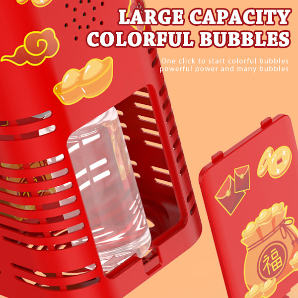 Firework Bubble Machine 12-håls Firework Bubble Maker Bubbleblåsare med stor kapacitet med färgglatt ljus för barn