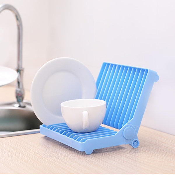 Fällbart avloppsställ Diskar Bestick Förvaringslåda Avloppsställ Mugghållare för köksservis Blue