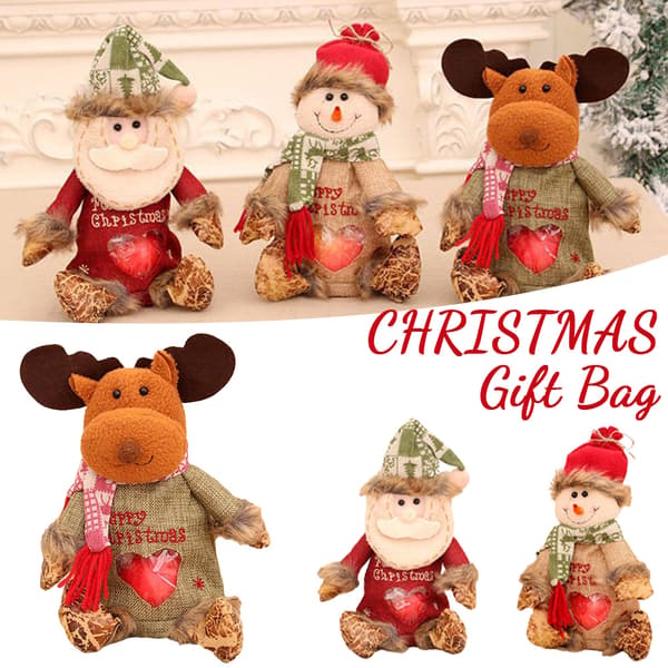 Jul tecknad docka presentpåse för äpplen Snygga julklappsinpackningspåsar för julfestpresent Deer