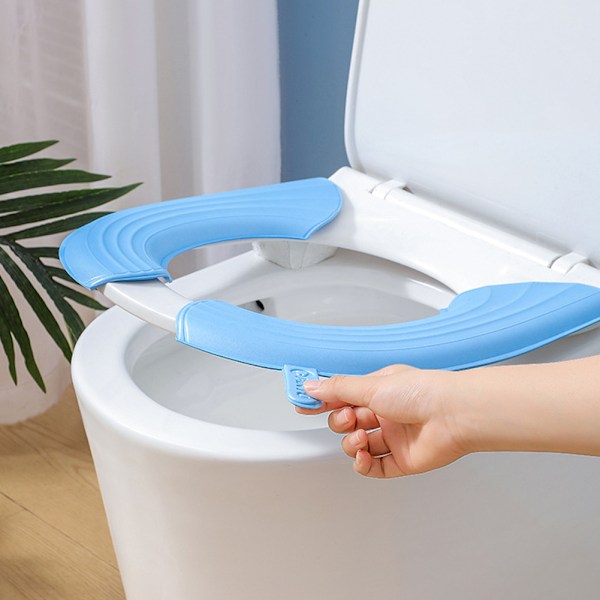 Cover Vattentät toalettsitsdyna med handtag Soft Thicken EVA självhäftande toalettsitsöverdrag Kuddar Blue