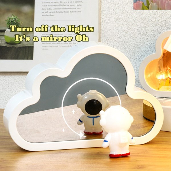 Mode molnformade tulpaner Spegel Nattljus Flerfunktionssnygg skrivbordslampa för studier Skrivbord Hem Multicolour Button Battery