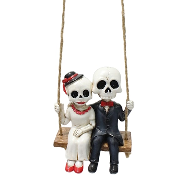 Keinuva pääkallo puutarhakoriste mini pääkallohahmot hartsi luurankoveistos ulkokäyttöön Halloween-sisustukseen Couple