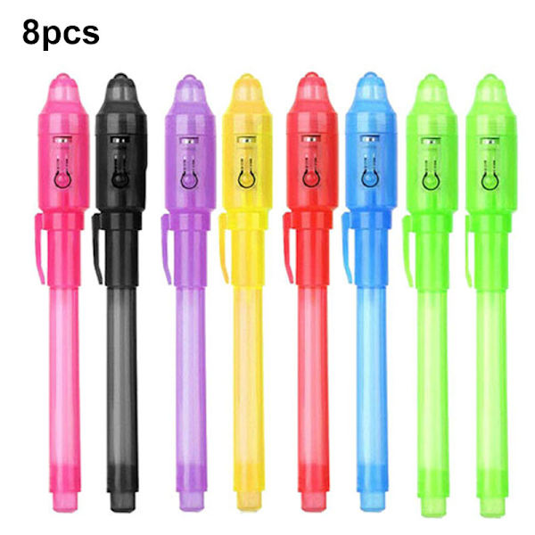 2/4/8/14-pack UV-ljuspenna Osynlig Magisk Penna Hemlig Fluorescerande Penna för Skrivplatta Barnbarnsritning Målningsbräda