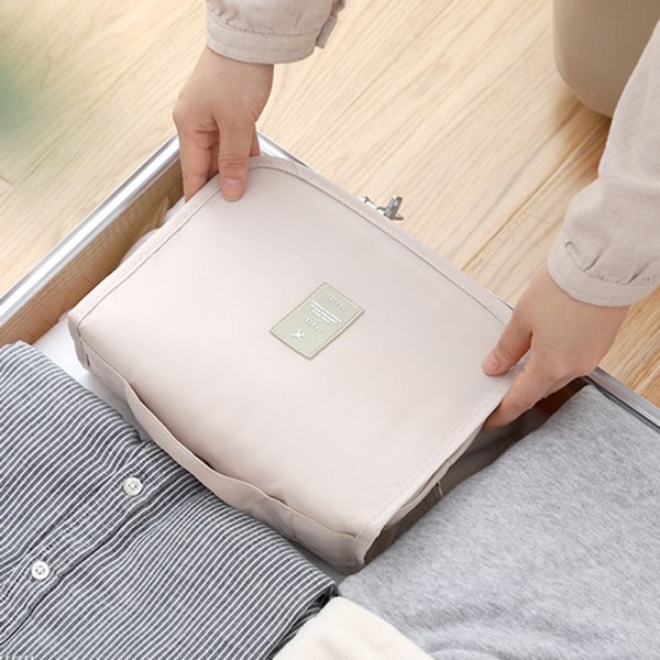 Bärbar kosmetisk väska i kypert Lätt necessär med stor kapacitet för utomhusresor Grey