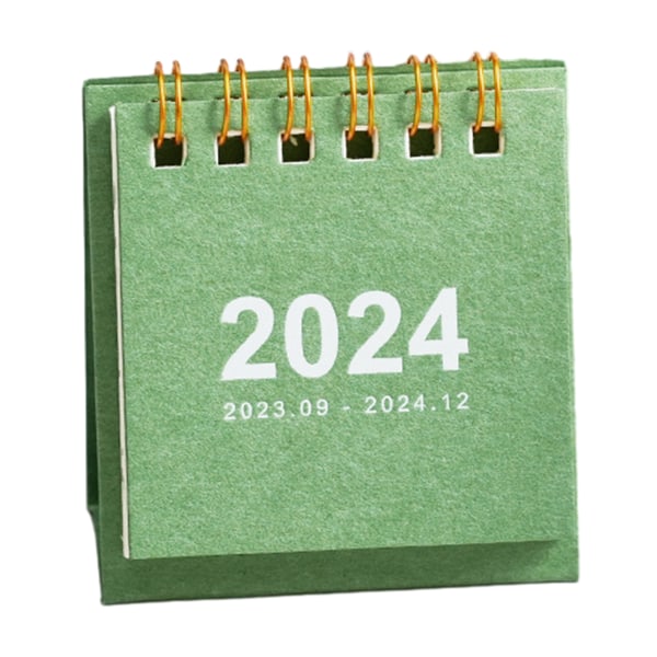 2024 Mini Skrivbordskalender 180 graders vändbar bärbar kalender för vardagsrummet Green