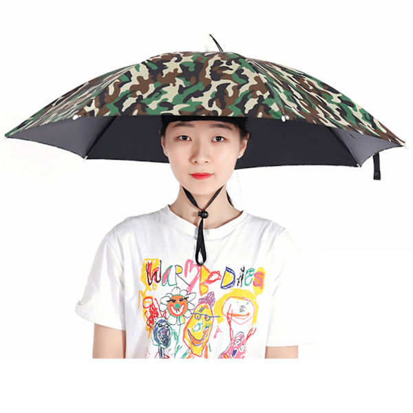 2-lagers paraplyhatt bärbar andningsbar paraplyhatt hopfällbar regnskydd 77cm Camouflage