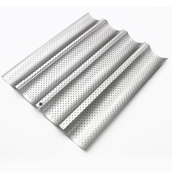 Vågbräda Bakplåt Non-Stick Baguette Schabloner Kaka Rostat bröd Schabloner Verktyg Silver Medium 3 Slots