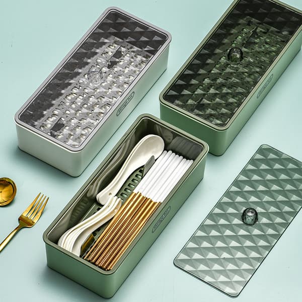 Förvaringslåda för tömning av ätpinnar med lock Multipurpose organizer Green
