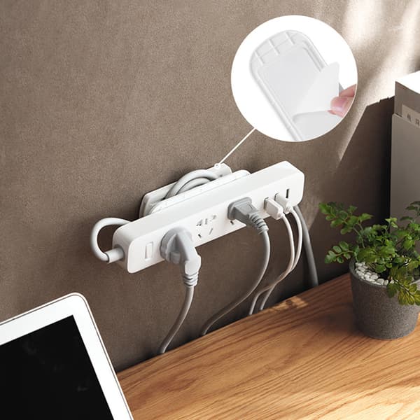 Väggmonterad Power Strip Hållare Punch Free Socket Wire Manager Heavy Duty Plug Storage Rack White