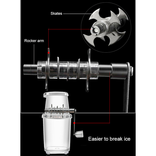 Bärbar manuell iskross Rakmaskin Strimlarmaskin Hand Snow Cone Transparent Ice Machine