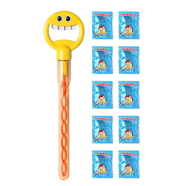 32 Hål Smilings Face Bubble Stick med påfyllningar Lätt att använda Bubble Machine för festfavorit Yellow