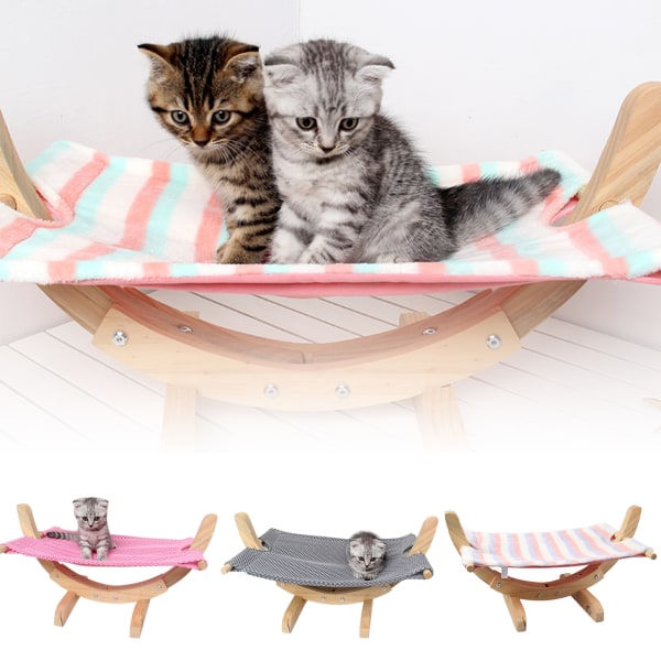 Katter Hängmatta Säng Andas Trä Vila Sova Mjuk Bekväm Husdjur Tillbehör Material