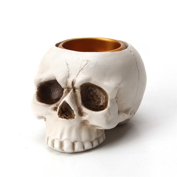 Vintage Skull Ljusstake Personlig Desktop Skull Ornament för Halloween 1