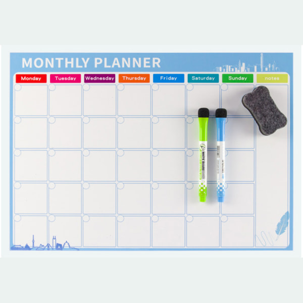 Raderbar kalender för kylskåp Magnetiska whiteboard-kalendrar Månads-/veckoplanerare Organizer Daglig anteckningsbok F