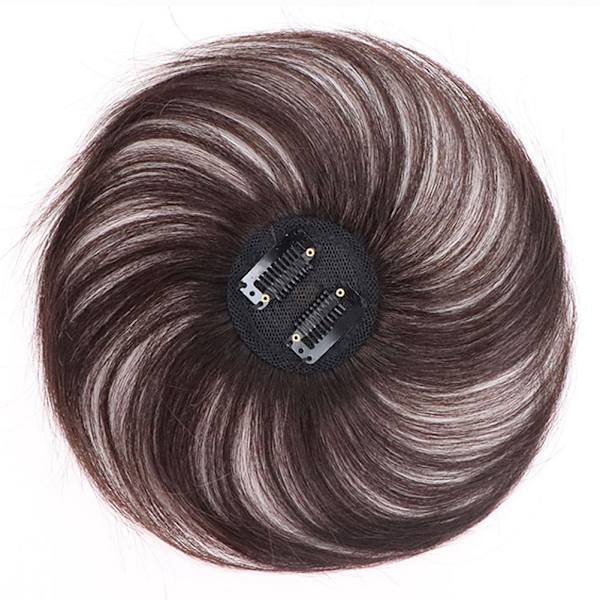 Clip-On Hair Topper Straight Extension Cover Vit Sparse Hair Hairpiece Dark Brown