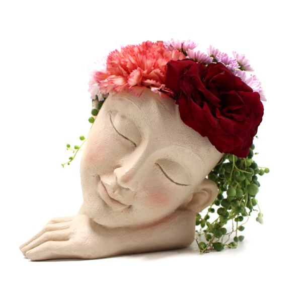 Simulering Människoansikte Blomkruka Multipurpose Resin Succulent Planter Creative Desktop Ornament För Hemträdgård