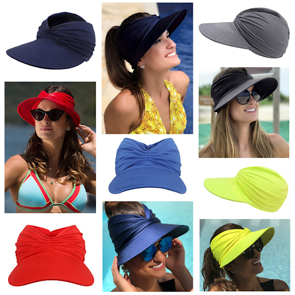 Sommer Solhatt for Kvinner, Sammenleggbar Storbremmet Solskjermhatt, UV-beskyttelse Strandhatt Camel