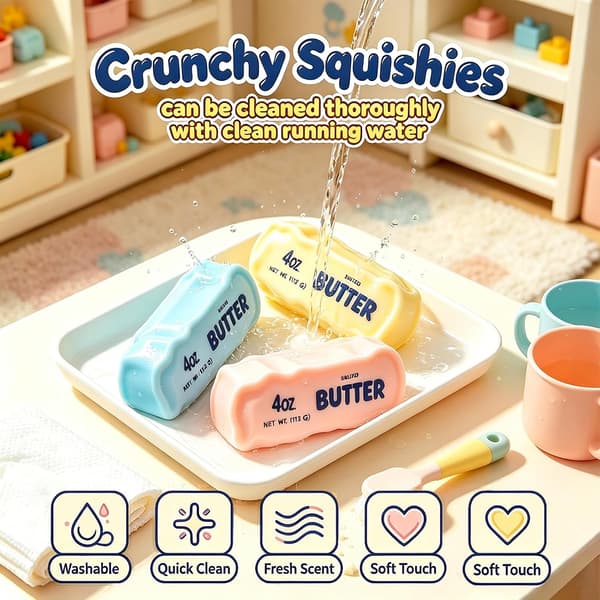 Sprøde Smør Squishies Asmr Perlefyldte Squishies Smør Stressbold Bløde Strækbare Fidget Legetøj Til Angstlindring Yellow