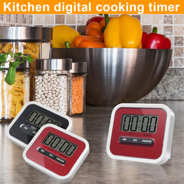 Digital Timer Magnetisk Bärbar Högt Larm Hållbar För Kök Matlagning Bakning Red white