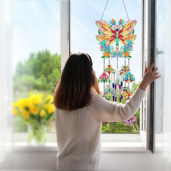Gör-det-själv-prickade diamant-målning Wind Chimes Kit Robust charmig dekorativ rekvisita för balkong uteplatser Pfl506