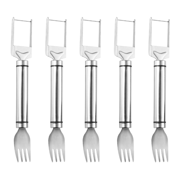 2 i 1 vattenmelon skärgaffel med ergonomiskt grepp Enkel rengöring Återanvändbara fruktskärare för sommarfest Wire 5pcs