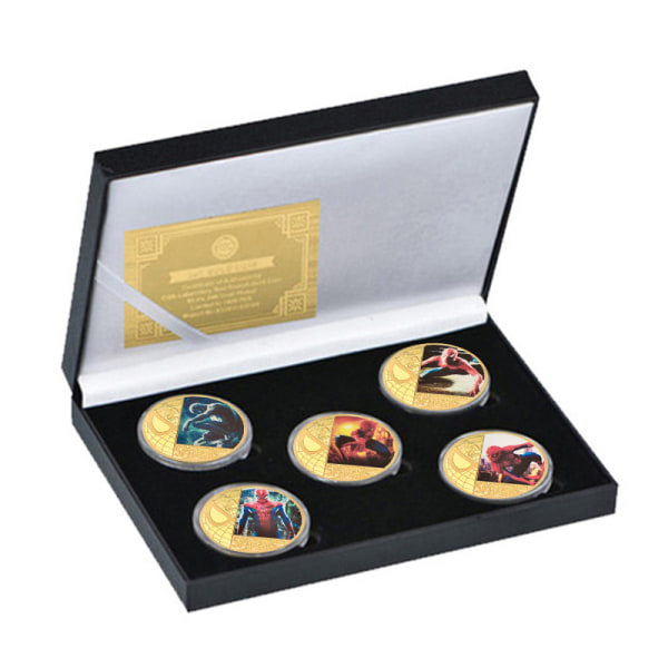 Spider-Man Coin Super Hero Jubileumsmynt Guldmetallmynt Souvenir för Samlare Fans Collection Five Combinations