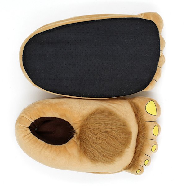 Pälsiga varma tofflor Stora håriga Unisex Savage Hobbit Feet Plysch Hemtofflor Halloween Skor Light Brown