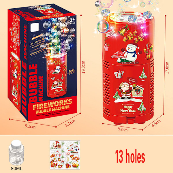 Flerhåls fyrverkeri bubbelmaskin 240 ml stor kapacitet Intressant bubbelblåsare till jul 13 Holes