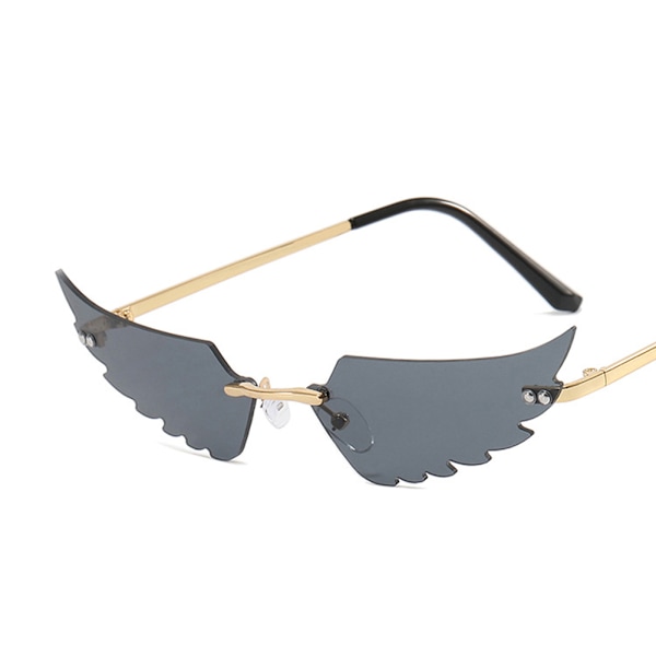 Fjäder Vingar Solglasögon Tiktok Mode Ramlösa Solglasögon för Kvinnor Flickor Partyfavoriter Light Blue
