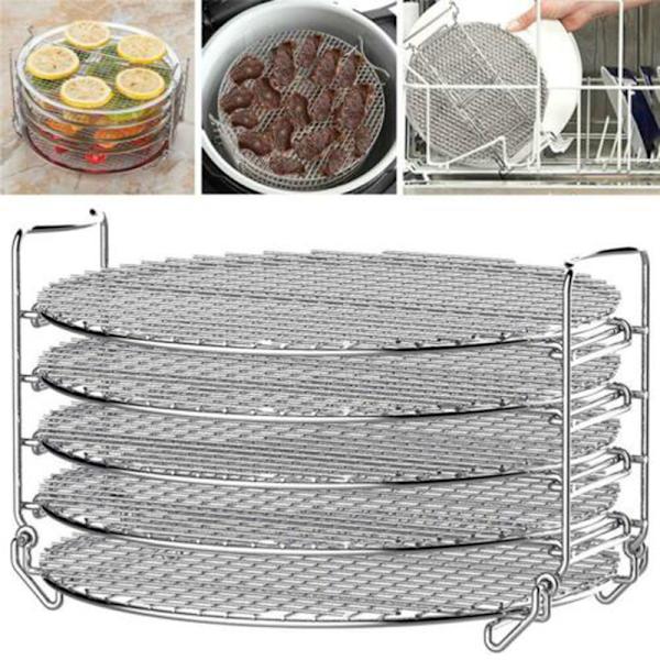 5 lager rostfritt stål Grillställ Grillspett Grill Bakplåtsställ för Air Fryer 8qt gryta Black