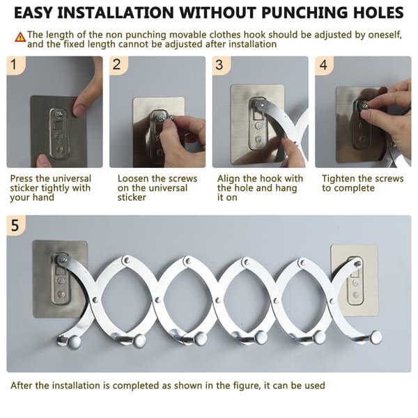 Rostfri Dörr Bakre Klädhängare Infällbar multifunktionell Klädställning för sovrum Small Hook Five Hooks