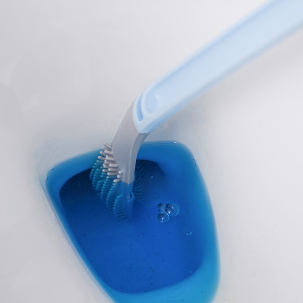 Toalettborste Vägghängande djuprengöringsborste med halkfritt långt handtag för badrumstoalett Blue 2pcs