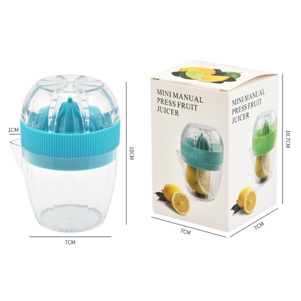 PP Plast Apelsin Juicer Citronpress Pressfrukt Juicing Cup Mini Manuell Juicer Blue Color Box