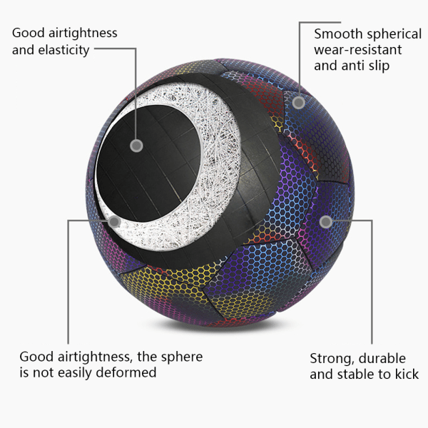 Storlek 4/5 Reflekterande fotboll Anti-deformation Lysande fotboll för fotbollsplan Ball 5