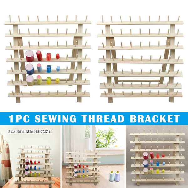 63 Spool Trä Sytrådsställ Organizer Broderiförvaringshållare Hållare