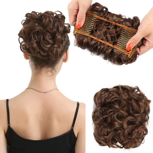 Kort stökigt lockigt skål hårbulleförlängning Personlig gör-det-själv-styling-hårstycke för kvinnor flickor