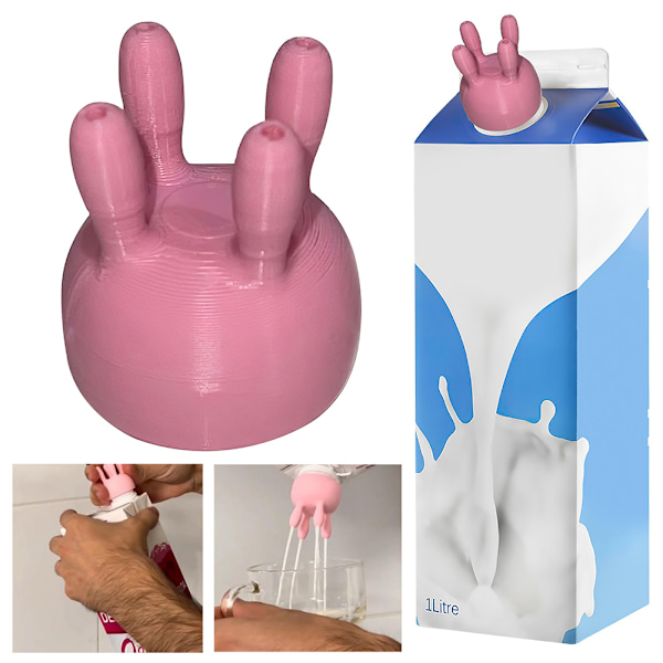 Ko-Juver-Mjölkförpackningslock Rolig Boxad Mjölk Diverters Spillfri Hällpipspåsar För Mjölkflaskor 2pcs