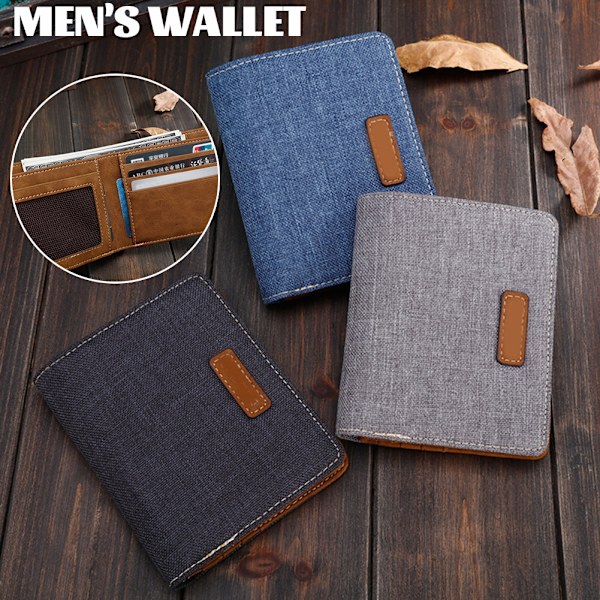 Kort canvas plånbok herr Japansk koreansk version Casual Retro Pengar Klämma Horisontell Slim Card Horder Ash Vertical Section