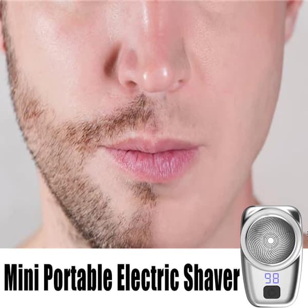 Mini Skäggtrimmer Digital Elektrisk Rakhyvel Skägg Trimmer för Män Resor silver