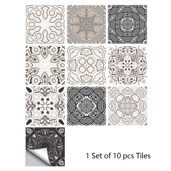 10st grått retromönster matt yta kakel klistermärke Överföringar Överdrag för kök badrumsbord Golv Slitstarka väggdekaler Blue
