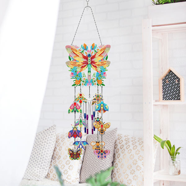 Gör-det-själv-prickade diamant-målning Wind Chimes Kit Robust charmig dekorativ rekvisita för balkong uteplatser Pfl502