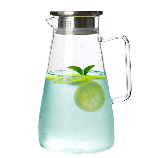 Glaskaraff Spishäll Säker Värmebeständig Stor Kanna Vattenkokare Varmt och iskallt te Vatten Juice Dryck