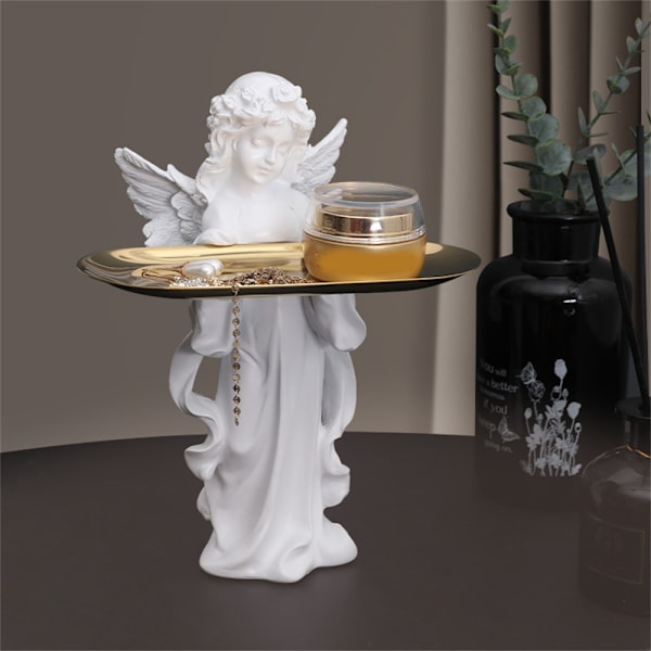 Bön ängel förvaringsbricka konst prydnader för hem Bookself TV-bänk dekor Praying Maiden Tray