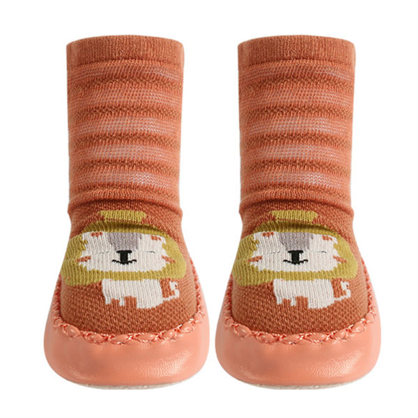 Djur för barns golvstrumpor för sommaren Halkfri prickig gummi Casual för pojkar Flickor Baby Orange Lion 11cm