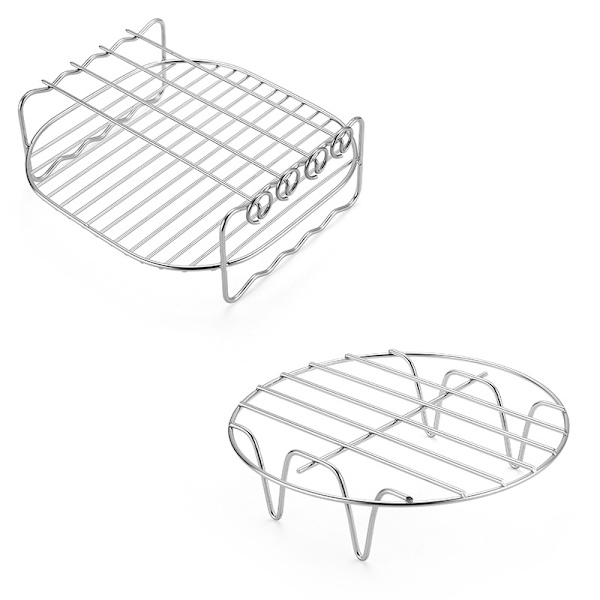 Air Fryer Tillbehör Air Fryer Rack Set med 3 Multi-purpose 7 tum Dubbellagers Rack Metallhållare för köksredskap