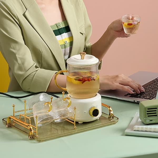 Multifunktionsglas kokande vattenkokare Standard Germans European Conversion Plug for Tea Brewings Cream White 1set
