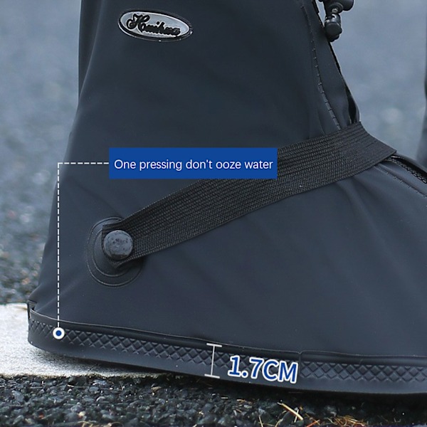Vattentäta skoskydd, halkfria, återanvändbara, tjocka skor med reflex för utomhuspromenader Black L